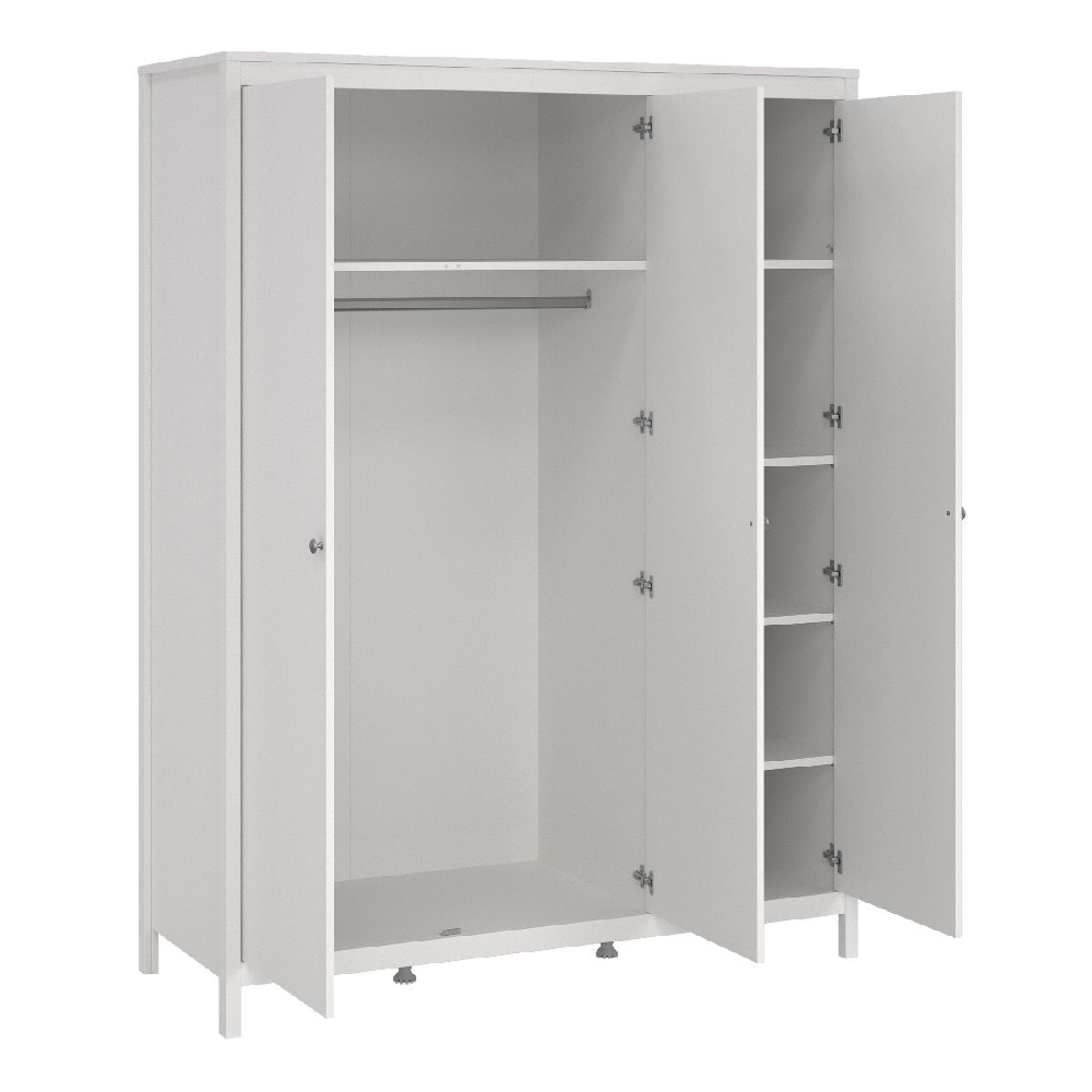 Macron Wooden Bedroom Set With 3 Door Wardrobe In White