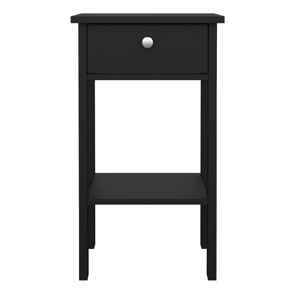 Macron Wooden Bedside Cabinet With 1 Drawer In Matt Black