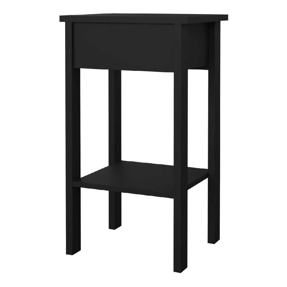 Macron Wooden Bedside Cabinet With 1 Drawer In Matt Black
