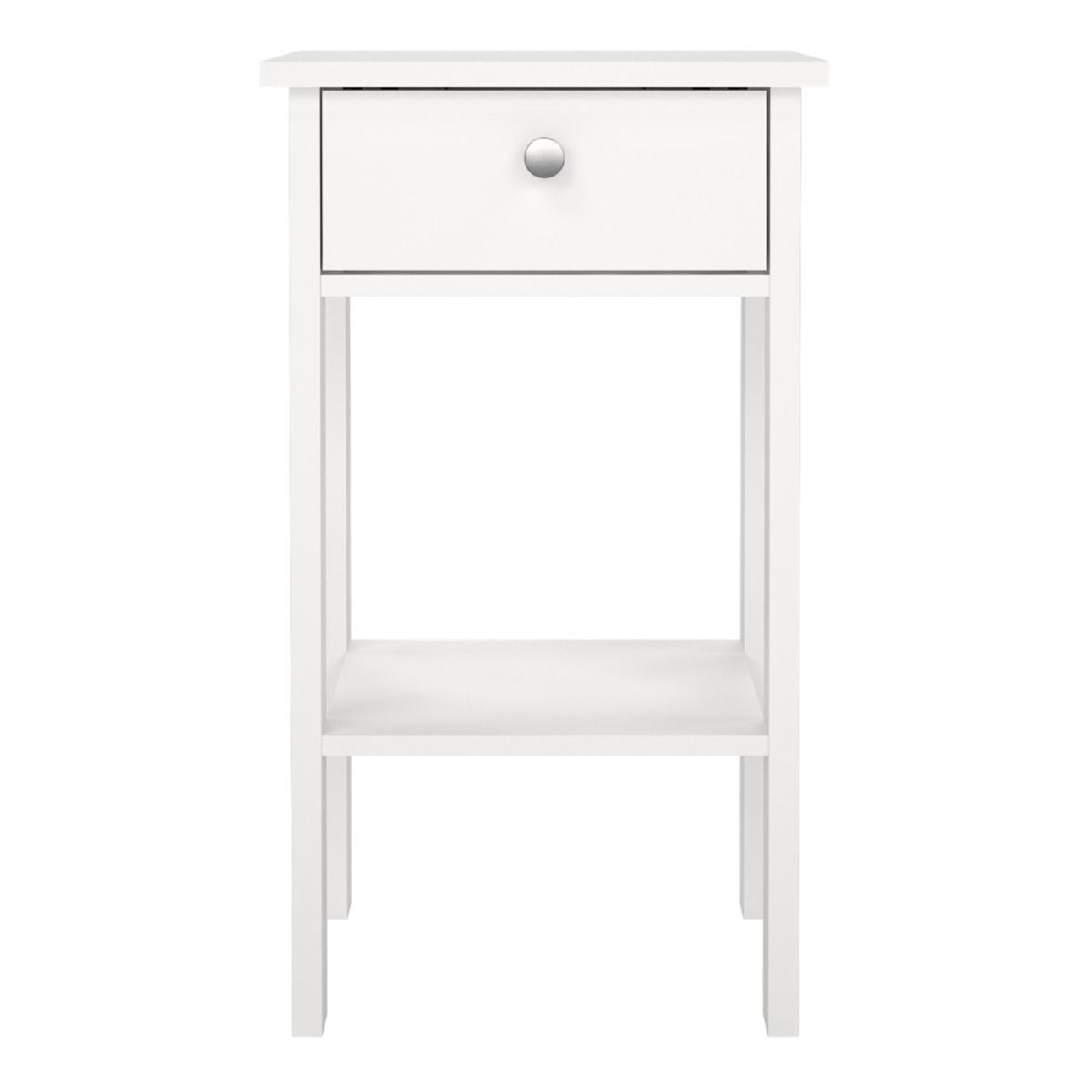 Macron Wooden Bedside Cabinet With 1 Drawer In White