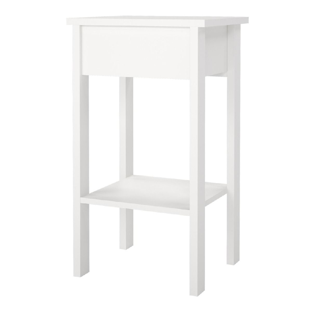 Macron Wooden Bedside Cabinet With 1 Drawer In White