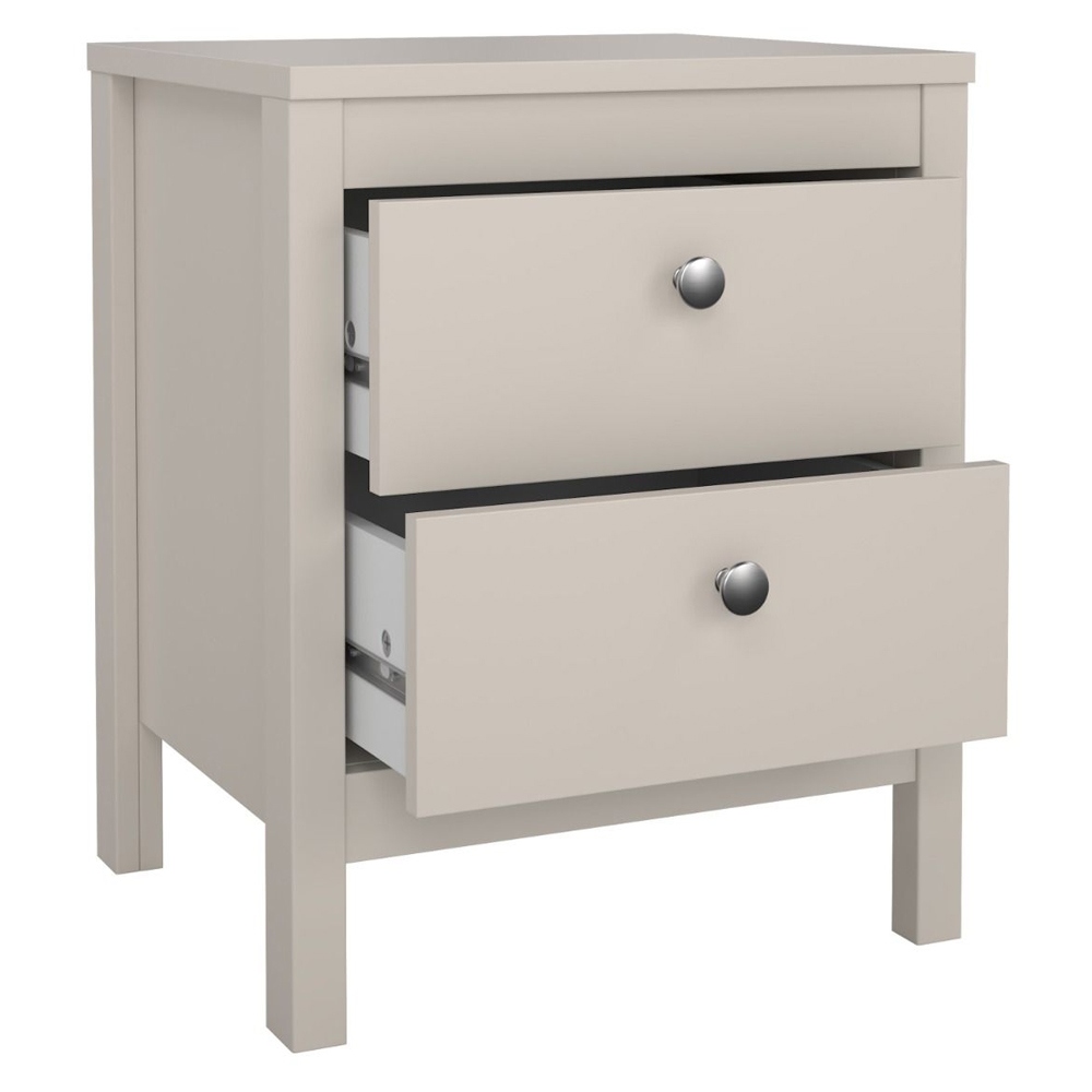 Macron Wooden Bedside Cabinet With 2 Drawers In Cashmere