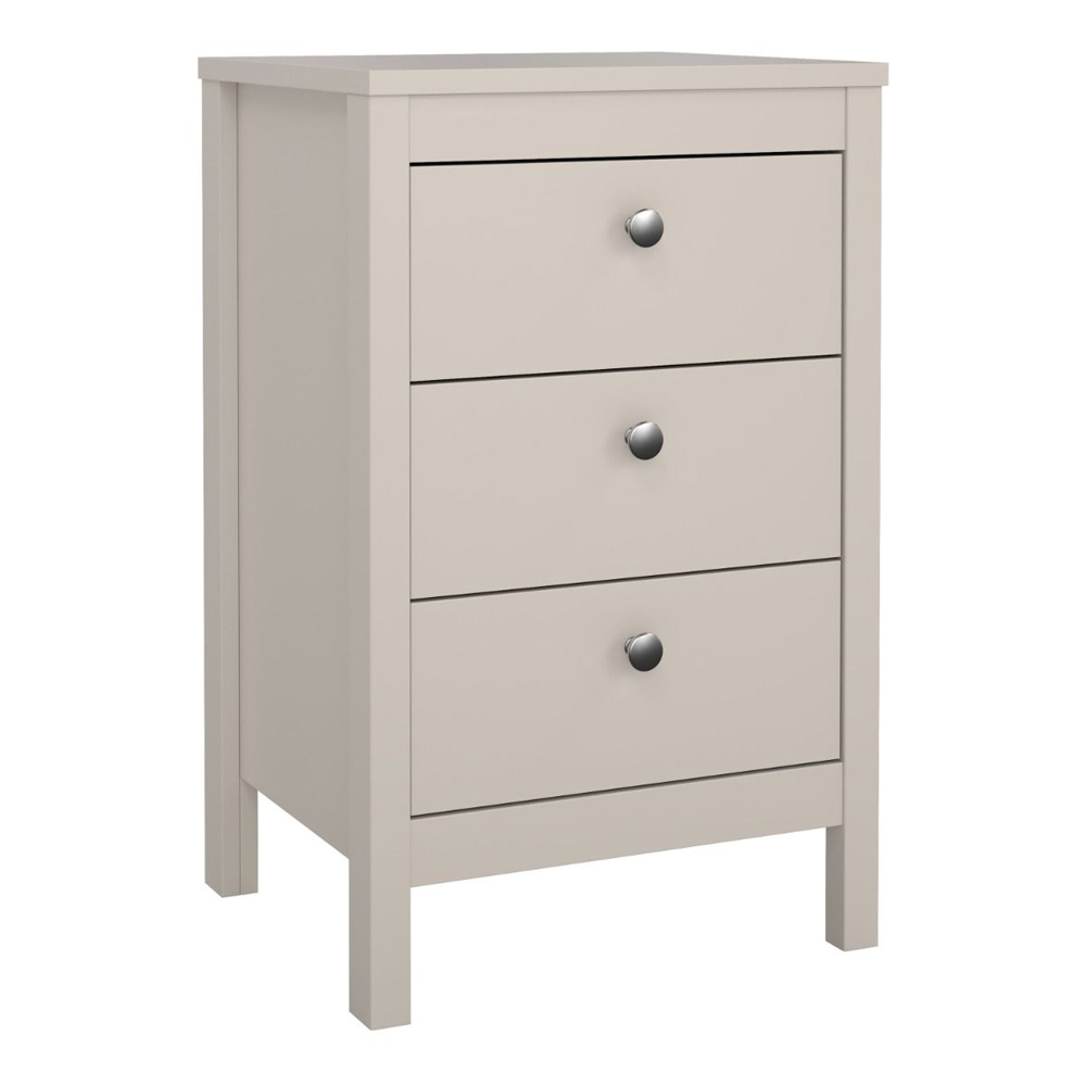 Macron Wooden Bedside Cabinet With 3 Drawers In Cashmere