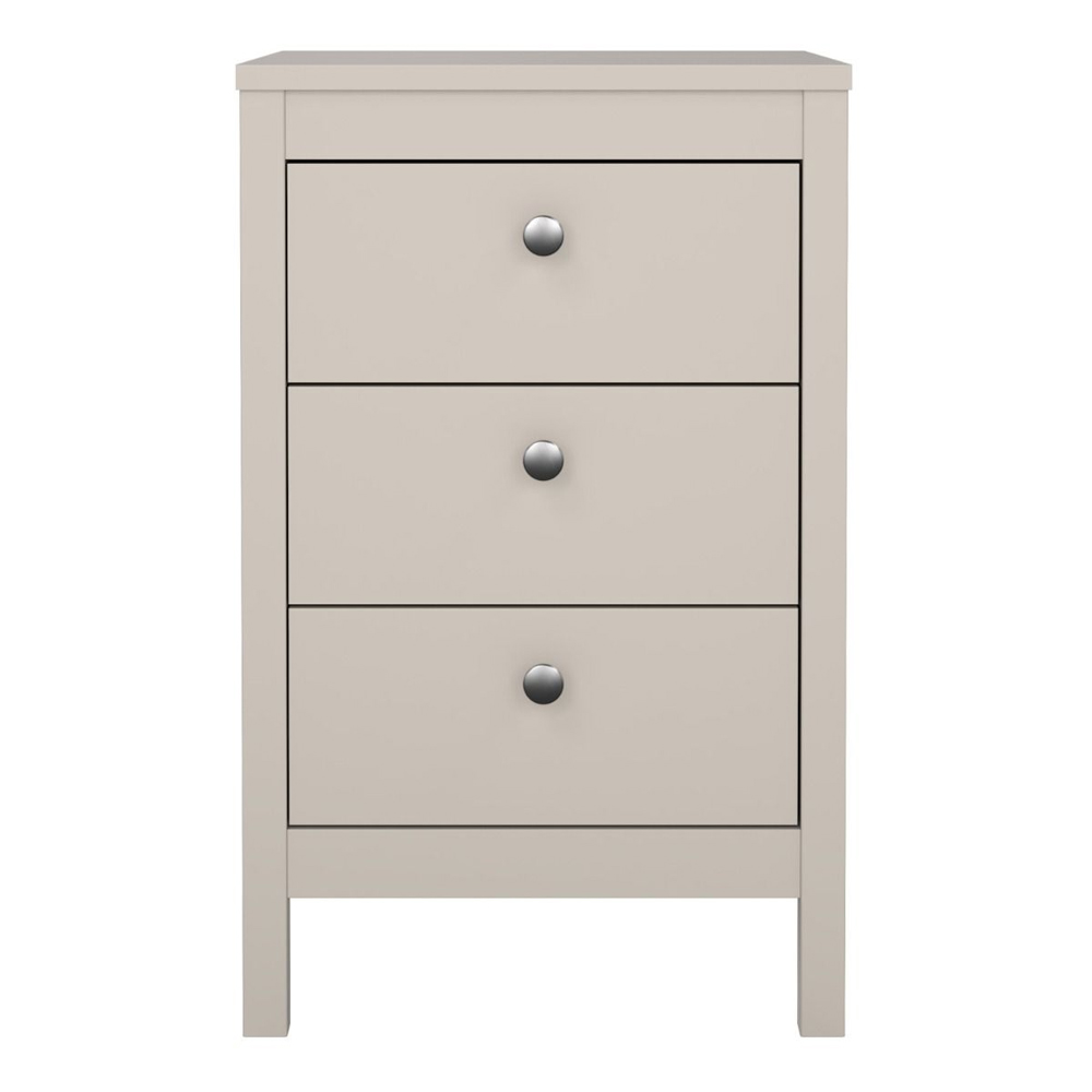 Macron Wooden Bedside Cabinet With 3 Drawers In Cashmere