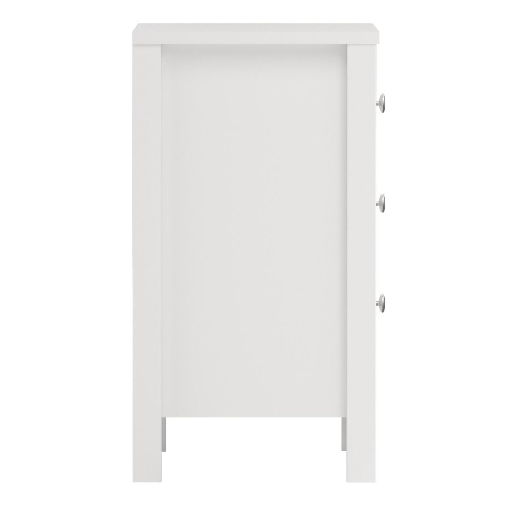 Macron Wooden Bedside Cabinet With 3 Drawers In White