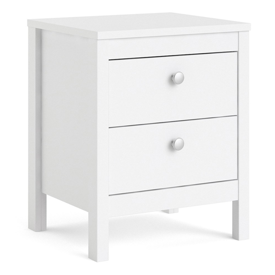 Macron Wooden Bedside Cabinet With 2 Drawers In White