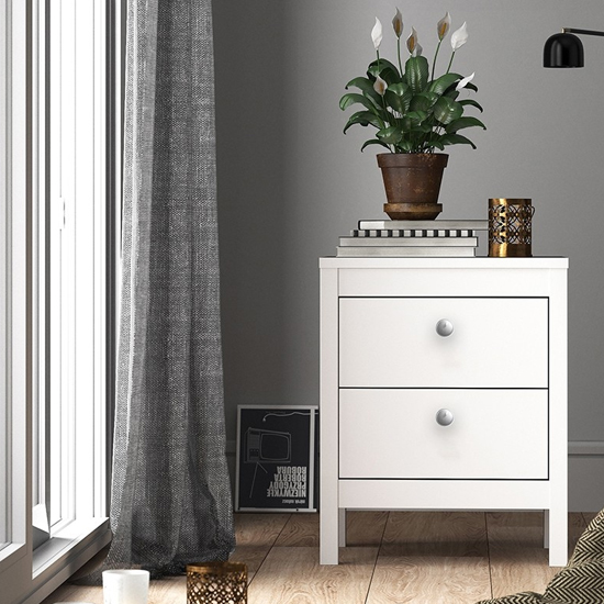 Read more about Macron wooden bedside cabinet with 2 drawers in white