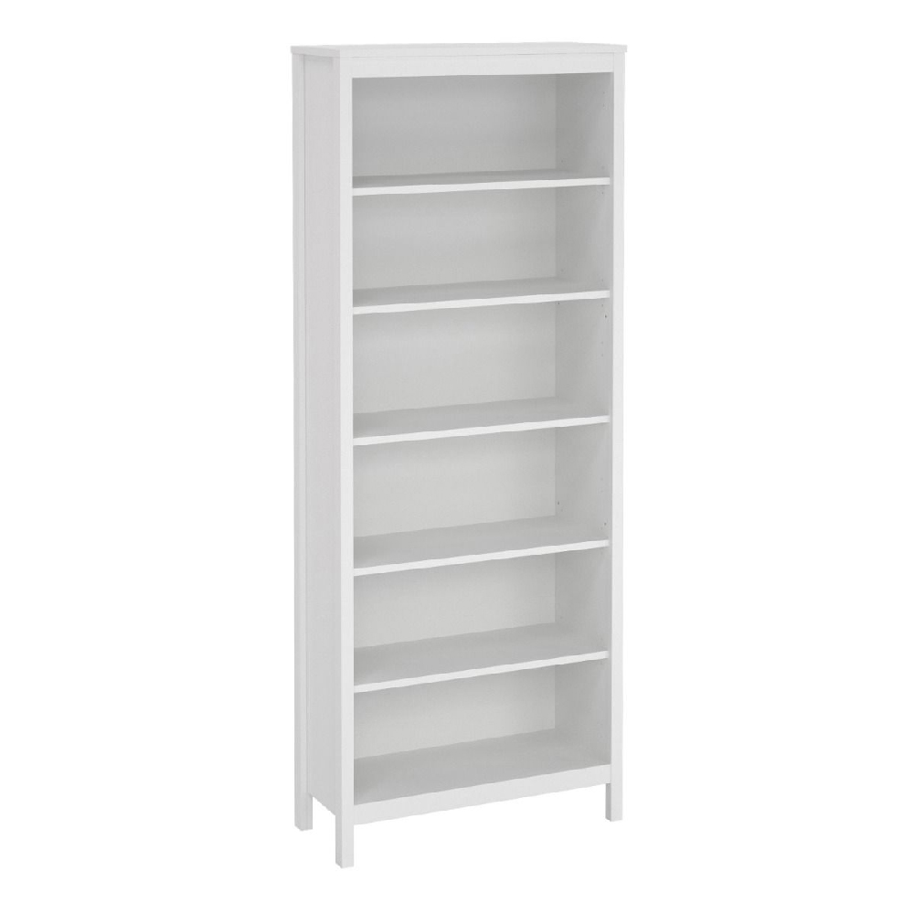 Macron Wooden Bookcase With 5 Shelves In White