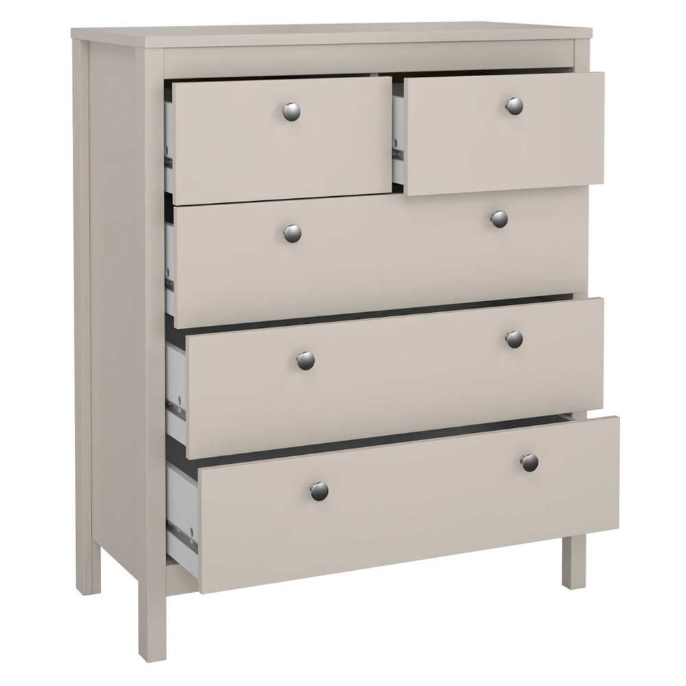 Macron Wooden Chest Of 5 Drawers In Cashmere