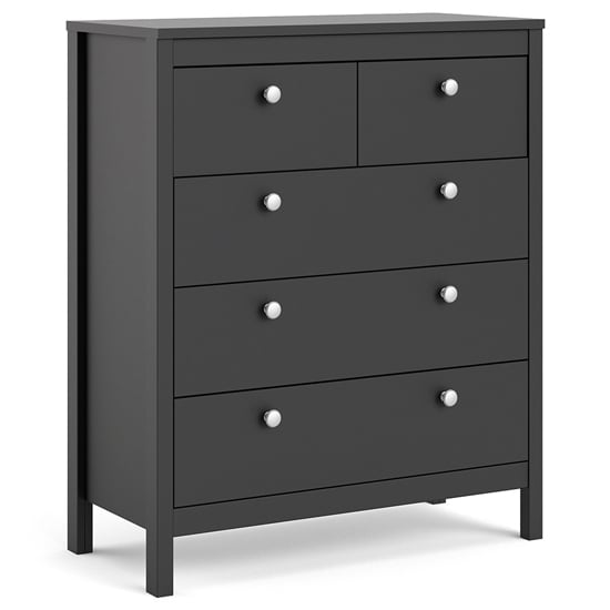 Macron Wooden Chest Of 5 Drawers In Matt Black