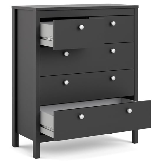 Macron Wooden Chest Of 5 Drawers In Matt Black
