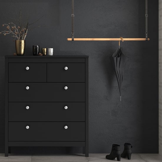 Read more about Macron wooden chest of 5 drawers in matt black