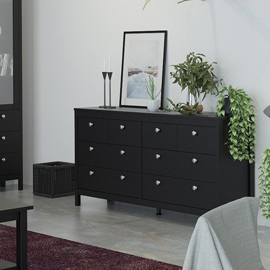 Macron Wooden Chest Of 8 Drawers In Matt Black