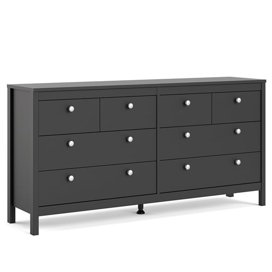 Macron Wooden Chest Of Drawers In Matt Black With 8 Drawers