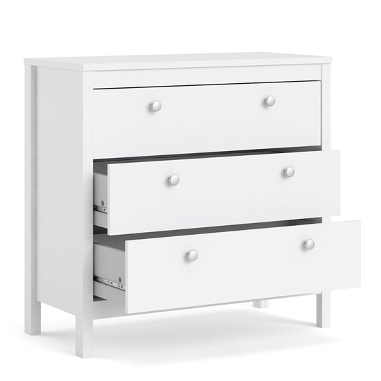 Macron Wooden Chest Of 3 Drawers In White