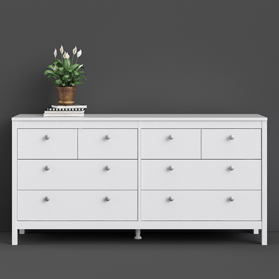 Photo of Macron wooden chest of drawers in white with 8 drawers