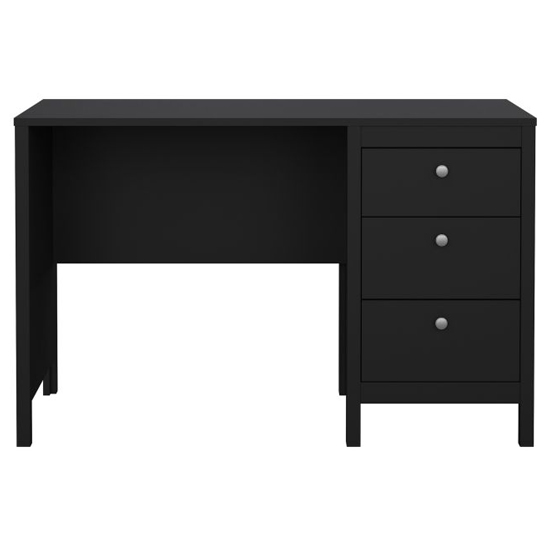Macron Wooden Computer Desk With 3 Drawers In Black