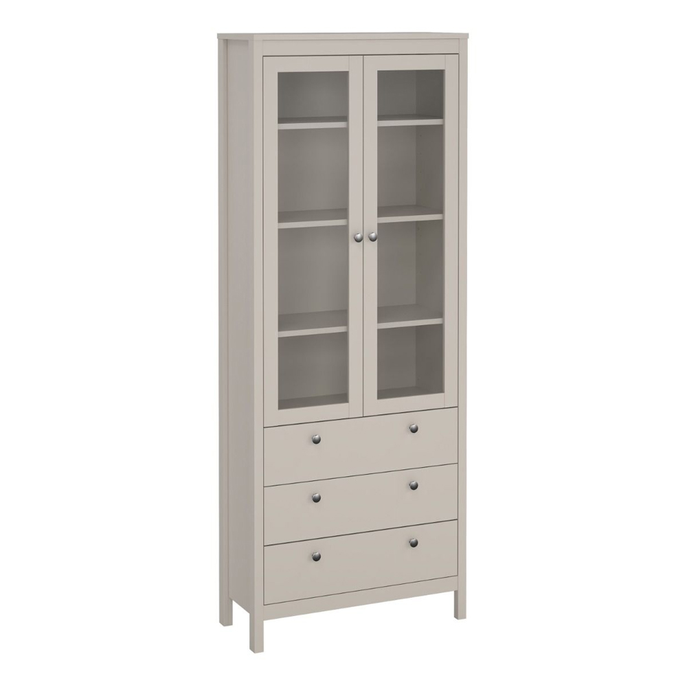 Macron Wooden Display Cabinet With 2 Doors 3 Drawers In Cashmere