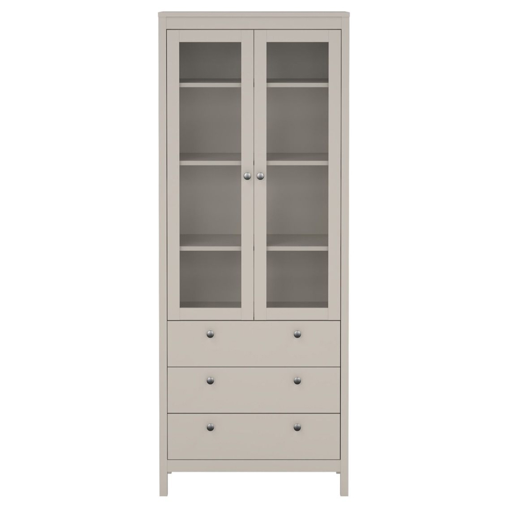 Macron Wooden Display Cabinet With 2 Doors 3 Drawers In Cashmere