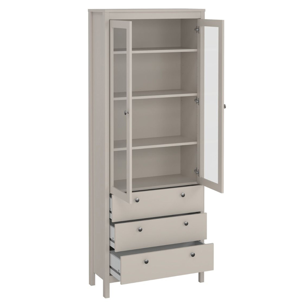 Macron Wooden Display Cabinet With 2 Doors 3 Drawers In Cashmere
