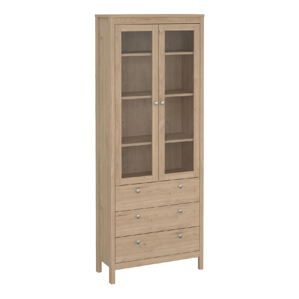 Macron Wooden Display Cabinet With 2 Doors 3 Drawers In Oak