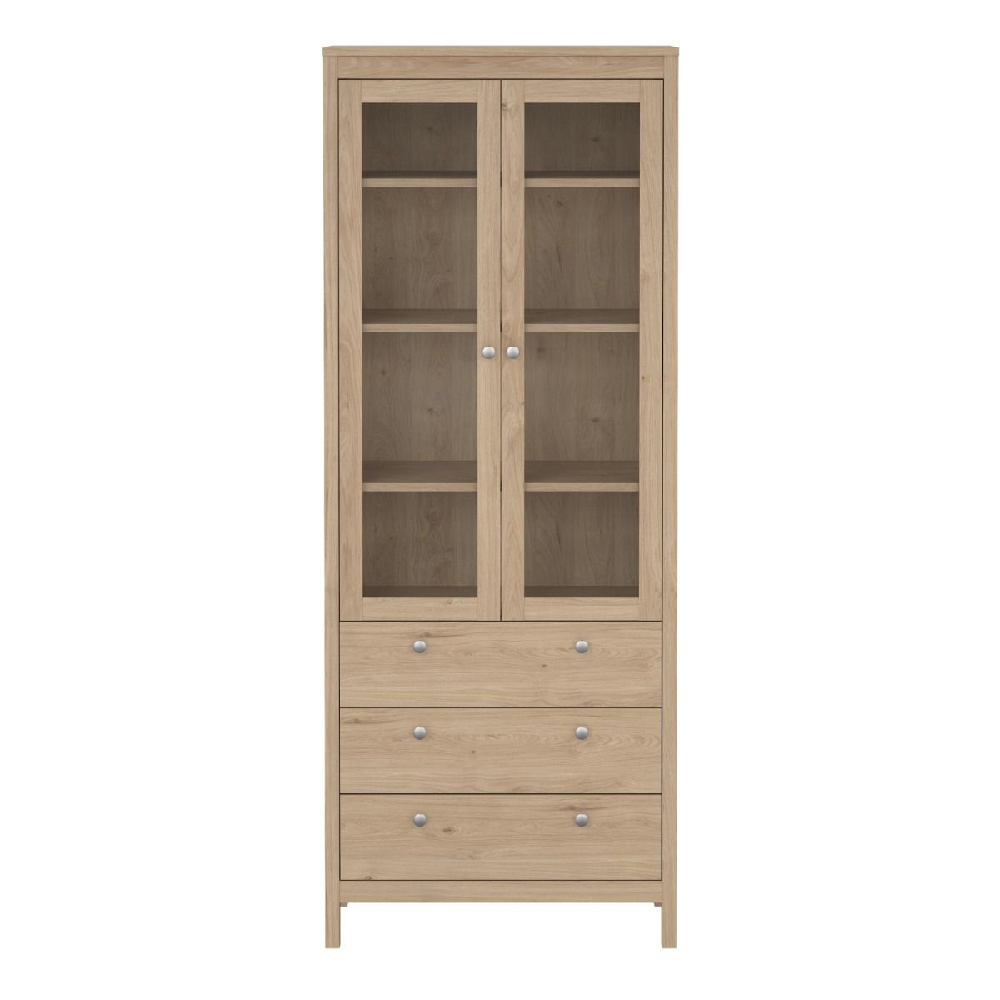 Macron Wooden Display Cabinet With 2 Doors 3 Drawers In Oak