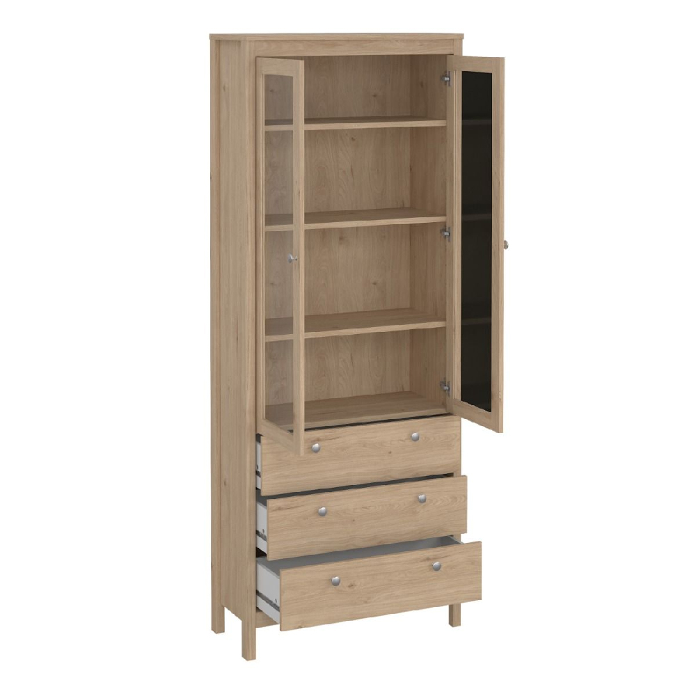 Macron Wooden Display Cabinet With 2 Doors 3 Drawers In Oak