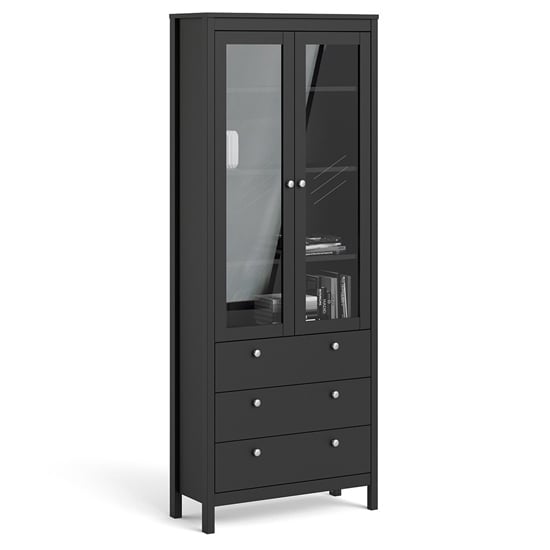 Product photograph of Macron Wooden Display Cabinet In Matt Black from Furniture in Fashion