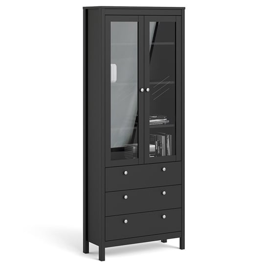 Read more about Macron wooden display cabinet with 3 drawers in matt black
