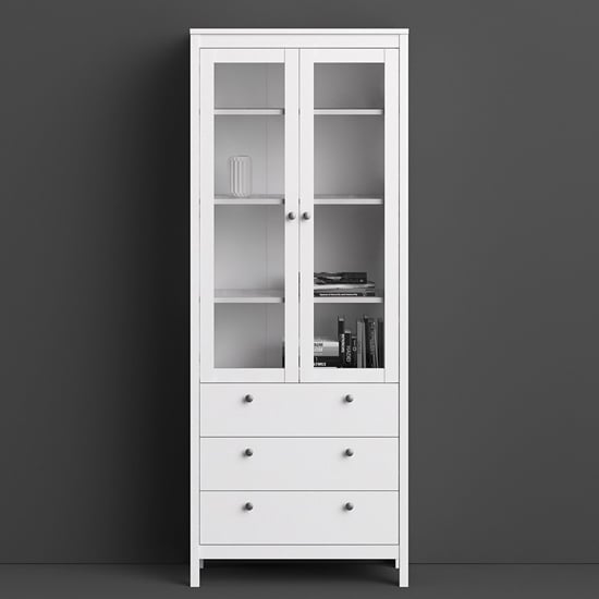 Product photograph of Macron Wooden Display Cabinet In White from Furniture in Fashion