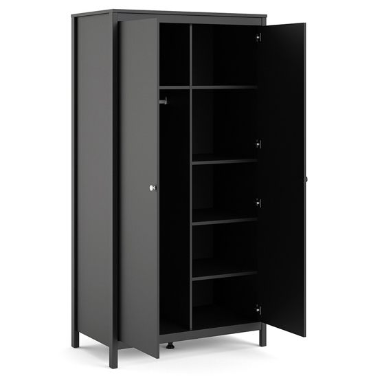 Macron Wooden Wardrobe With 2 Doors In Matt Black