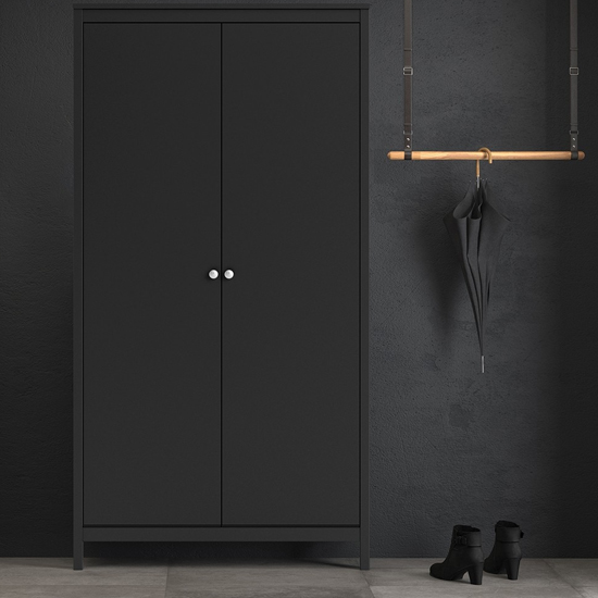Read more about Macron wooden wardrobe with 2 doors in matt black