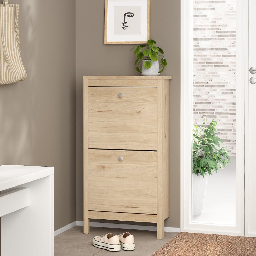 Read more about Macron wooden shoe cabinet with 2 flip doors in oak