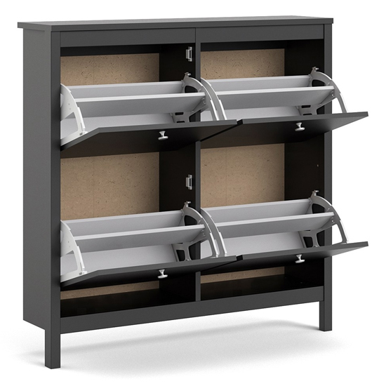 Macron Wooden Shoe Cabinet With Flip Doors In Matt Black
