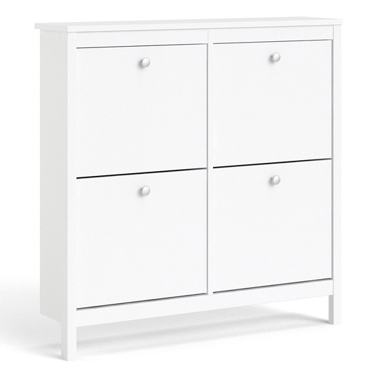 Macron Wooden Shoe Cabinet With Flip Doors In White