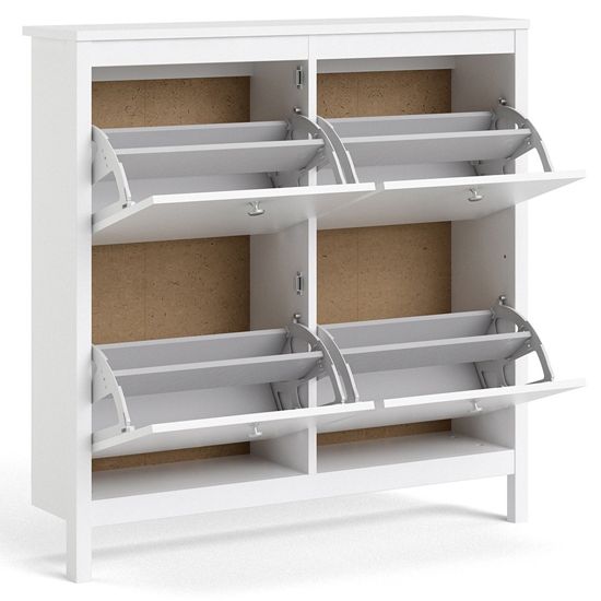 Macron Wooden Shoe Cabinet With Flip Doors In White