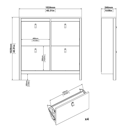 Macron Wooden Shoe Cabinet With Flip Doors In White