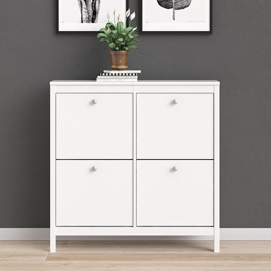 Read more about Macron wooden shoe cabinet with flip doors in white