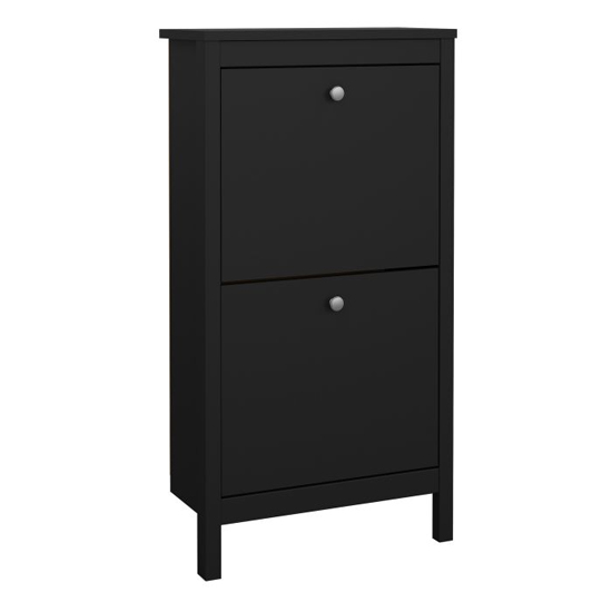 Macron Wooden Shoe Storage Cabinet With 2 Flap Doors In Black