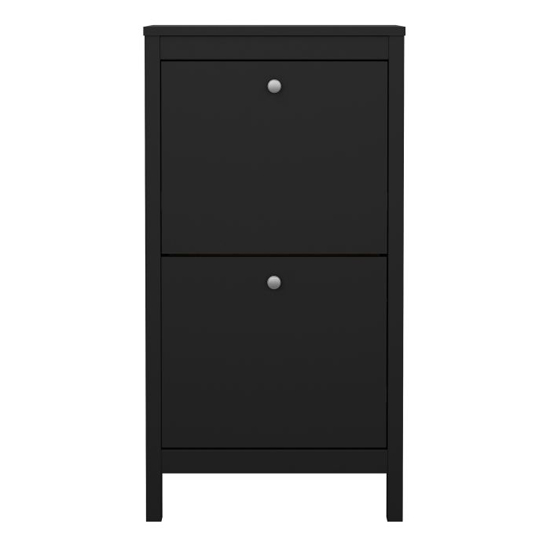 Macron Wooden Shoe Storage Cabinet With 2 Flap Doors In Black