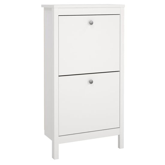 Macron Wooden Shoe Storage Cabinet With 2 Flap Doors In White