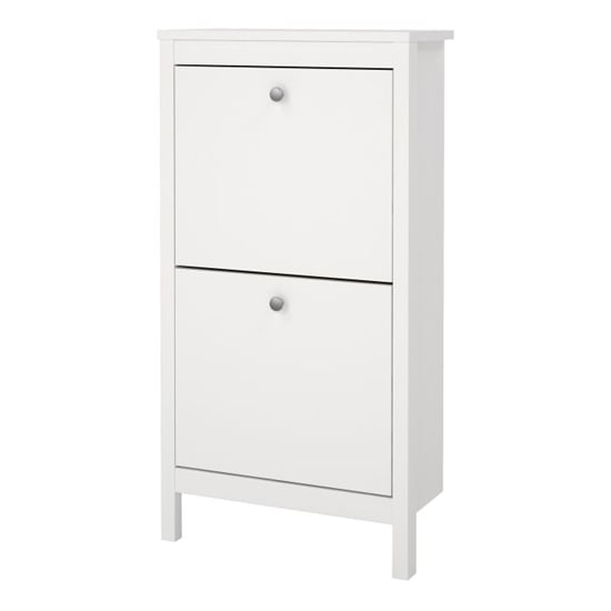 Macron Wooden Shoe Storage Cabinet With 2 Flap Doors In White