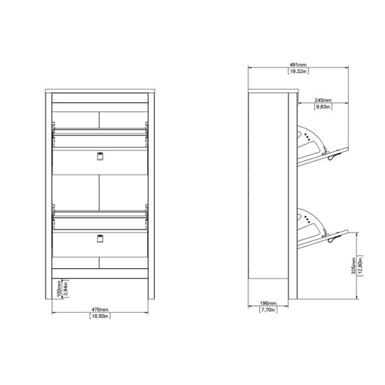 Macron Wooden Shoe Storage Cabinet With 2 Flap Doors In White