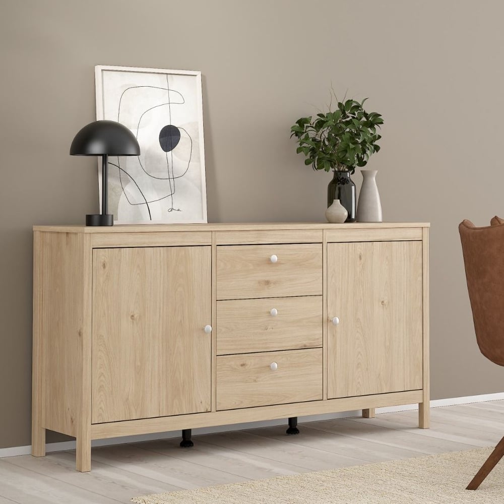 Read more about Macron wooden sideboard with 2 doors 3 drawers in oak