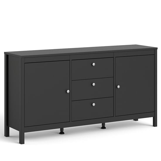 Macron Wooden Sideboard With 2 Doors And 3 Drawers In Matt Black