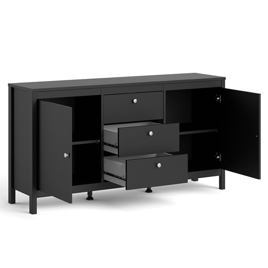 Macron Wooden Sideboard With 2 Doors And 3 Drawers In Matt Black