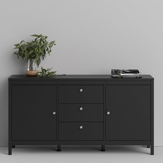 Read more about Macron wooden sideboard with 2 doors and 3 drawers in matt black