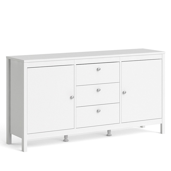 Macron Wooden Sideboard In White With 2 Doors And 3 Drawers_2