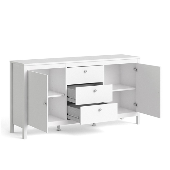 Macron Wooden Sideboard In White With 2 Doors And 3 Drawers_3