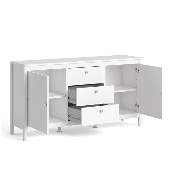 Macron Wooden Sideboard With 2 Doors And 3 Drawers In White